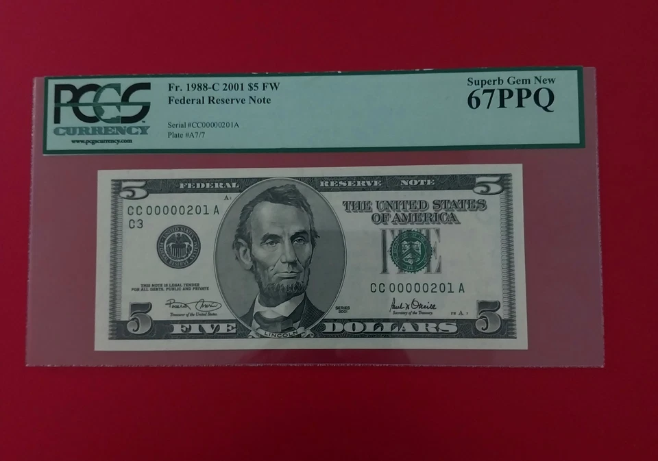 Series 2001 $5 Dollar Bill Low 3 Digit Low Serial Number Fancy Serial Number - Image 1 of 4