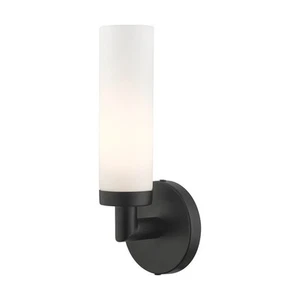Livex Lighting 1-Light Cylindrical ADA Sconce, 10103-04 - Black 4.25" W x 11" H - Picture 1 of 5