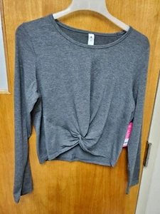 YOGA-LIC-IOUS HTR.CHARCOAL TOP LONG SLEEVES TWIST FRONT XL-NWT - Picture 1 of 4
