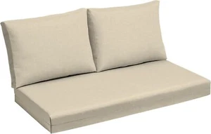 Arden Outdoor Loveseat Cushion Set, 48 x 24, Tan Leala, Water Repellent - Picture 1 of 8
