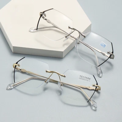 Gafas de miopía para mujer con montura anteojos lentes ópticas sin montura Foto 1 de 4