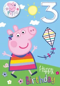 Karte zum 3. Geburtstag, Peppa Pig Karte zum 3. Geburtstag, Umschlag inklusive - Bild 1 von 4