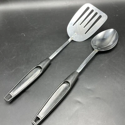 Vtg Foley Chrome Stainless Utensils - Spatula Slotted & Solid Serving Spoon USA  - Image 1 of 4