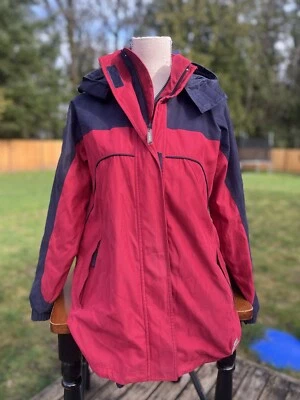 Liz Claiborne LizSport Mujer Talla Pequeña Rojo Azul Chaqueta Ropa Exterior Activa Abrigo Foto 1 de 4