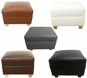 Small Oxford Footstool Pouffe Stool Ottoman Faux Leather British Made - Picture 1 of 16