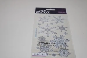 Sticko Autocollant Silver Vellum Snowflakes 13PC Different Sizes Scrapbooking - Picture 1 of 6