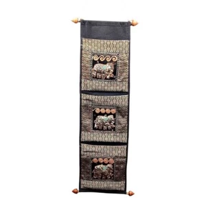 Tang Thai Elefante Appendiabiti da Parete Decorazione con 3 Tasche da Appendere Espositore Borsa - Foto 1 di 6