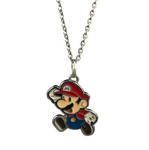 Super Mario Esmalte Metal Colgante Collar de Cadena Collar Temático de Juegos - Imagen 1 de 1