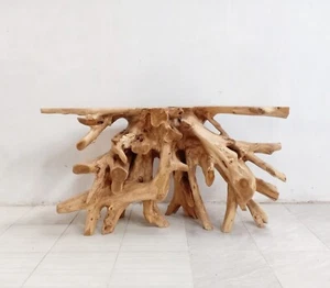 FREE SHIPPING, 59" Teak Root wood Console Table Carved, One-of-a-kind functional - Picture 1 of 4