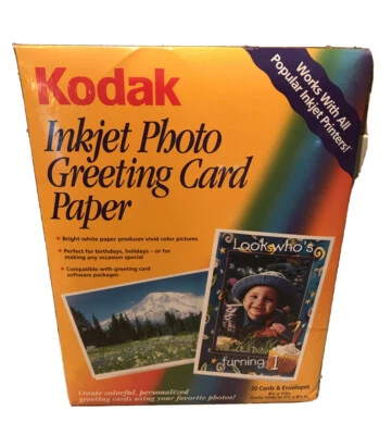 NEW^^Kodak Inkjet Photo Greeting Card Paper^20 Cards& Envelopes^Cat 106 2330 New - Image 1 of 4