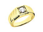 0.50Ct Round Solitaire Mens Wedding Band Ring 14K Yellow Gold H Si2 Prong Set