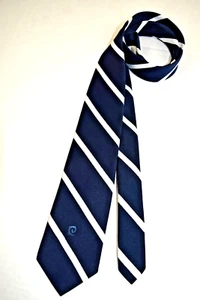 Neck Tie VTG Pierre Cardin 60s Navy Blue Brilliant White Stripe 54.5" x 3" - Picture 1 of 8