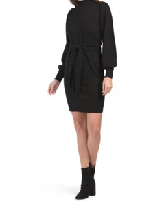 NEW MAGASCHONI BLACK 100% CASHMERE BELTED DRESS SIZE XL  $495 - Picture 1 of 2