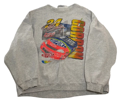 Vintage 90s Jeff Gordon Dupont Racing Nascar Crewneck Sweatshirt Grey Sz L C9 Cover