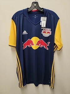 NWT Mens Adidas New York Red Bulls MLS Authentic Away Soccer Jersey Blue 2015 - Picture 1 of 6