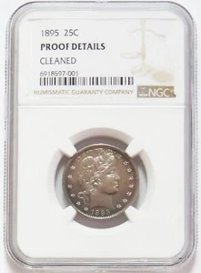 1895 SILVER UNITED STATES PROOF BARBER QUARTER ONLY 880 MINTED NGC DETAILS* - Picture 1 of 3