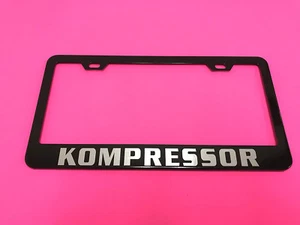 KOMPRESSOR BLACK Powder Coated Metal License Plate Frame Tag Holder w/Screw caps - Picture 1 of 3