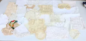 LOTE DE COLECCIÓN Hecho a mano Crochet Redondo Corazón Doilies Blanco Crudo Mezcla de Algodón Estate KH - Imagen 1 de 9