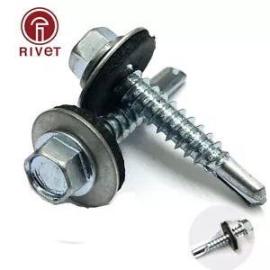 TORNILLOS TEK DE SECCIÓN DE LUZ HEXAGONALES AUTOPERFORADOS + LAVADORAS DE SELLADO EPDM ZINC METAL - Imagen 1 de 6