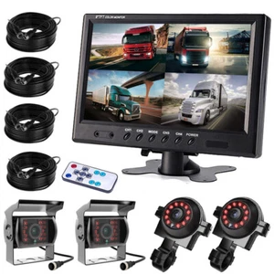 9" Quad Split Monitor HD Side Rear View Back Camera For Semi Truck RV Caravan - Picture 1 of 12