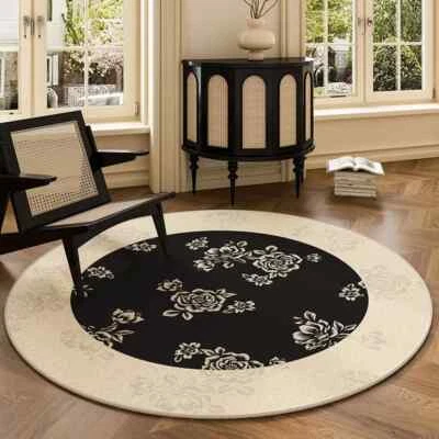 Retro Area Rugs Round Non Slip Carpets for Bedroom Living Room Floor Mats Decor - Image 1 of 4