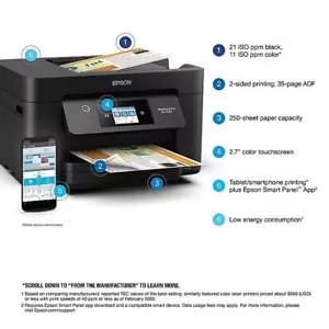 BRAND NEW - EPSON WF-3820 COLOR WIRELESS NETWORK WIFI MOBILE SCANNER PRINTER !!! - Picture 1 of 6