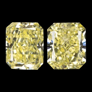 2.79ct FANCY YELLOW DIAMOND STUD EARRINGS GIA CERTIFIED RADIANT CUT PAIR NATURAL - Picture 1 of 3