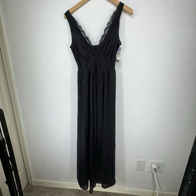 CAMISOLA OLGA VINTAGE Tamanho G NOVO Preto Maxi Varredura Completa Glam Gótico Vestido Slip Sexy - Imagem 1 de 4
