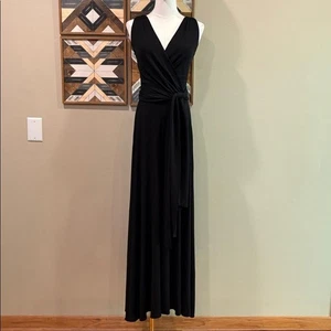 Vintage Ralph Lauren Collection Black Crepe V-Neck Side Slit Jumpsuit size 4 - Picture 1 of 14