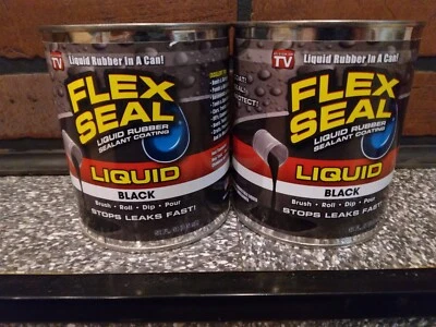 Lot Of 2 - 32oz Quart QT Flex Seal Liquid Black Rubber Sealant Coating Black
