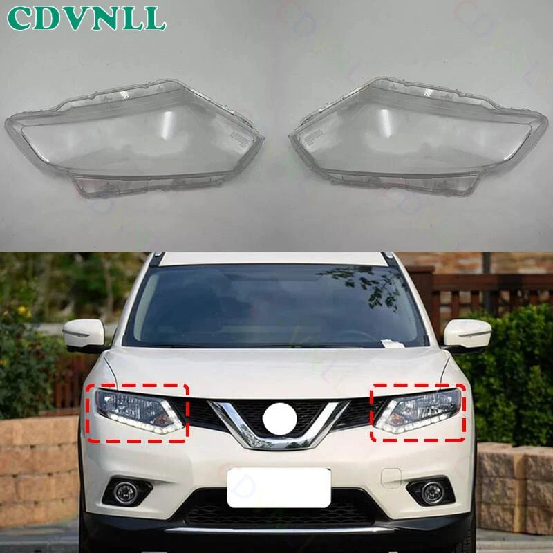 For Nissan X-Trail 2014-2016 Pair Headlight Lens Cover Lampshade Shell Seal Glue - Image 1 of 4