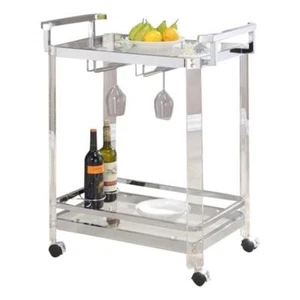 Coaster Jefferson 2-tier Contemporary Metal Serving Cart Clear and Chrome - Picture 1 of 3