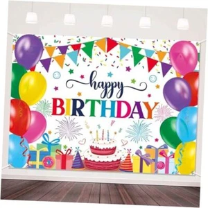 Colorful Happy Birthday Backdrop Banner for Kids Girls Boys Large Happy 7x5ft - Picture 1 of 8