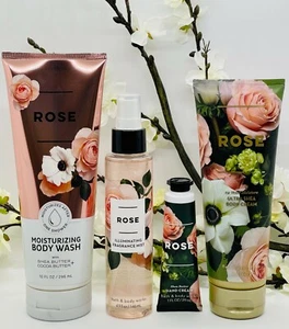 Bath and Body Works Rose Body Wash, Crema, Shimmer Mist, Crema Mani Confezione da 4 Pezzi - Foto 1 di 7
