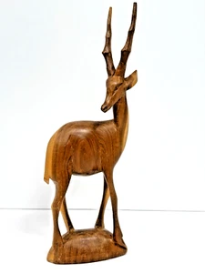 Handgeschnitzte afrikanische Antilope/Gazelle aus Holz Massivholz Figur 12,25 Zoll - Bild 1 von 4