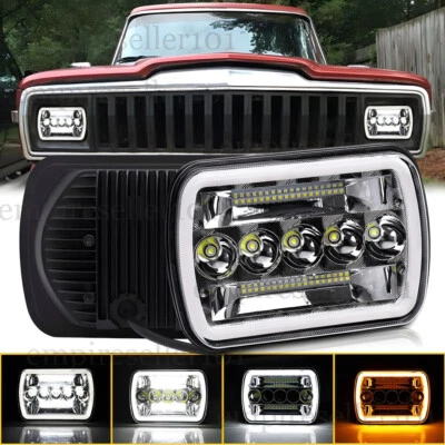 Faro LED de haz alto/bajo Halo DRL Fit Jeep J10 J20 Pickup 1974-1988 5x7" 7x6 pulgadas Foto 1 de 4