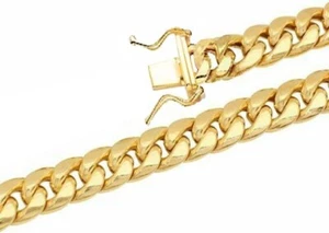 10k Yellow Gold Miami Cuban Link Chain Bracelet 2mm-9.5mm Size 7"-30" Hollow - Picture 1 of 14