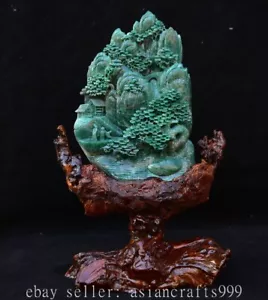 14.2" Chinesische Natürliche Dushan Jade Schnitzen Berg Baum Menschen Statue Sku - Bild 1 von 14