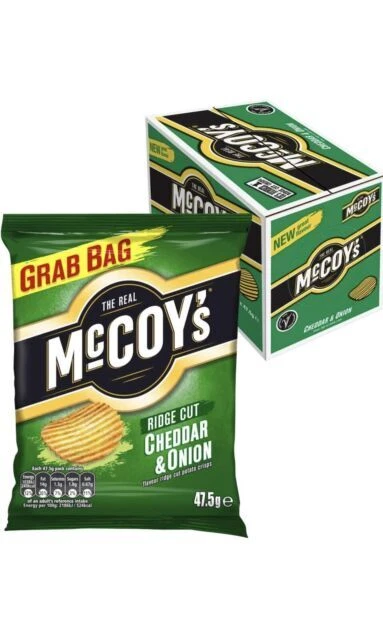 McCoys Ridge Cut Crisps Box of 36 x 45g Cheddar & Onion - Image 1 of 1