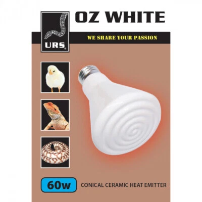 URS Oz White Ceramic Bulb 60w 100w 150w Infrared Heating Without Light Reptile - image 1 of 4