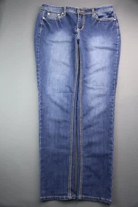 Women's Earl Jeans Skinny Embellished Cross Rhinestone Pockets Size 12 (33x30) - Picture 1 of 8