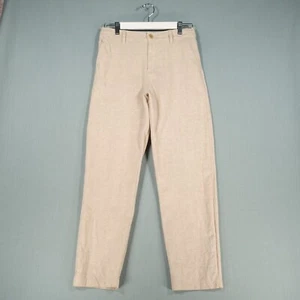 Uniqlo Linen Trousers Mens Medium Beige Pants Lightweight Holiday Beach Rivera - Picture 1 of 24