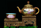 Qianlong Marked Colour Enamel Color Porcelain Gilt People Pattern Tea Set 