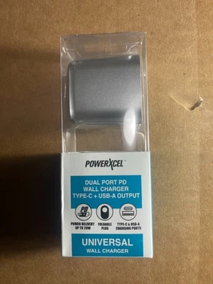 PowerXcel Dual Port PD Wall Charger Type-C + USB-A Output Universal Wall Charger - Image 1 of 2