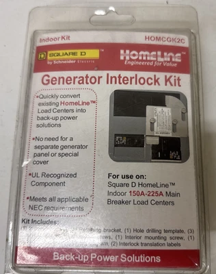 Kit de enclavamiento generador Square D Homeline interior HOMCGK2C 150-225A Foto 1 de 2