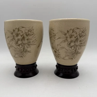 2 Wamsutta Springs Alessandria Pintado a Mano Porcelana Madera Cepillo de Dientes Taza Foto 1 de 4