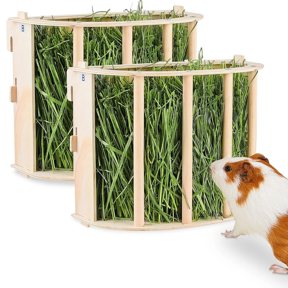 Wooden hay rack rabbit hay feeder for rabbit guinea pig and Totoro cage style CN