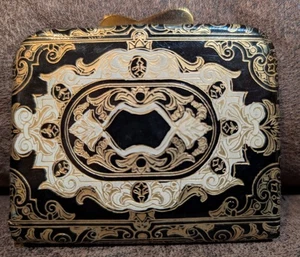 Vintage Geldbörse weiß, gold & schwarz Leder Made in Italy - Bild 1 von 4