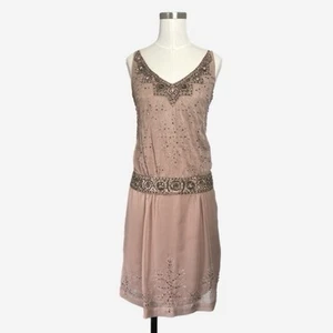 Sue Wong Nocturne Drop waist mesh beaded flapper fairy blush pink dress size 2 - Picture 1 of 14