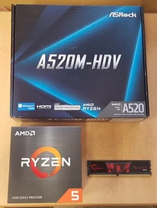 Zestaw modernizacyjny Pakiet AMD Ryzen 5 5500 AM4, ASRock Mainboard A520M-HDV i 8 GB DDR4 - Zdjęcie 1 z 4